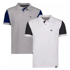 Polo De Hombre Manga Corta Algodon Contraste Modelo Bark 2pz Marino y Blanco