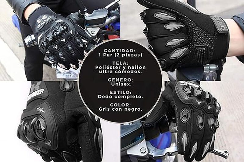 Guantes para Motociclista  Negro Gris XL  Bluel... image number null