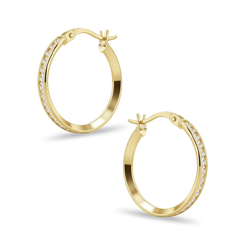 Arracadas Oro Amarillo 10k Con Zirconias 16 mm ... image number null