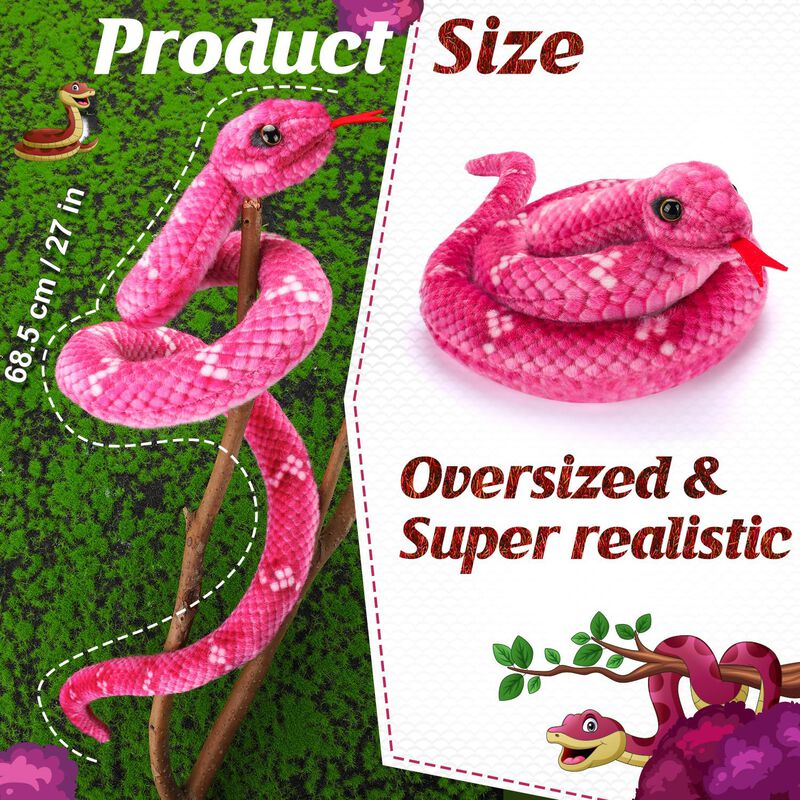 Serpiente De Peluche Mgztthw 70 Cm Rosa Realist... image number null