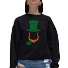 Sudadera De Cuello Redondo Word Art Para Mujer - Duende Irland&eacute;s - Negro
