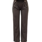 Pantal&oacute;n De Vestir, Tiro Alto Con Botones Decorativos Panta-1019 Caf&eacute; Elegante Y Moderno Para Mujer