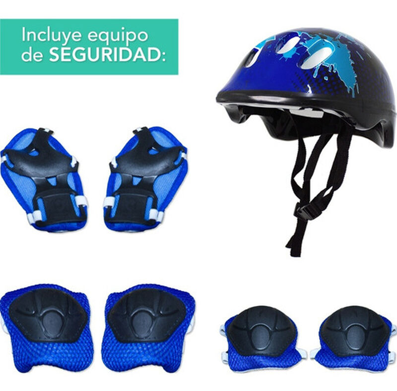 Patines En Linea Azul Ni&ntilde;os + Equipo Proteccion... image number null
