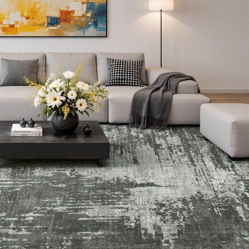 Alfombra De &Aacute;rea Merelax 150x183 Cm Gris Lavabl... image number null