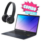 Combo Laptop Asus 14" Celeron 64GB 4GB Ram Azul E410KA + Audifonos  Bluetooth