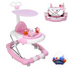 Andadera para Beb&eacute; Mecedora Dise&ntilde;o de Hongo Musical Bast&oacute;n con Toldo Altura Ajustable Plegable Ruedas de Goma - Rosa