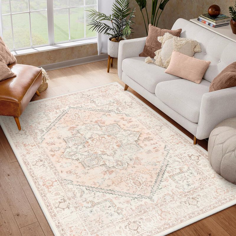 Alfombra Livebox Rosa 147x178 Cm Lavable Vintag... image number null