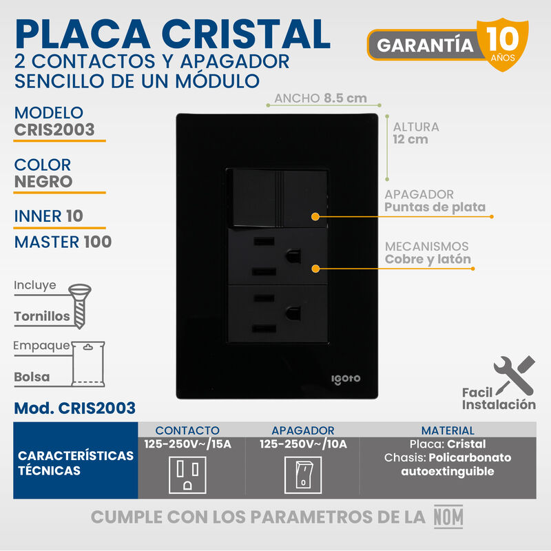 Placa Armada Cristal IGOTO CRIS1003-2003 con 1 ... image number null