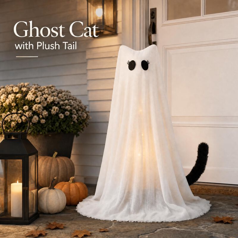 Gato Fantasma Pejouri 70 cm Decoraci&oacute;n Iluminad... image number null