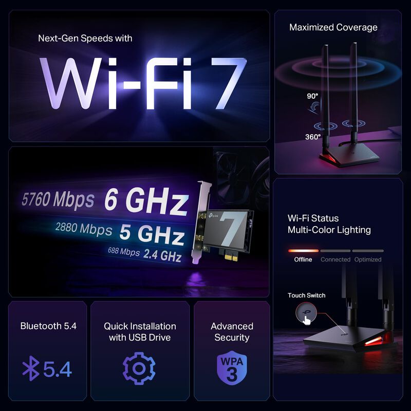 Tarjeta Wifi Tp-link Archer Tbe550e Pcie Wifi 7... image number null