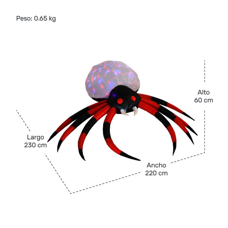 Inflable Halloween Ara&ntilde;a Gigante Luz Led 230 Cm image number null