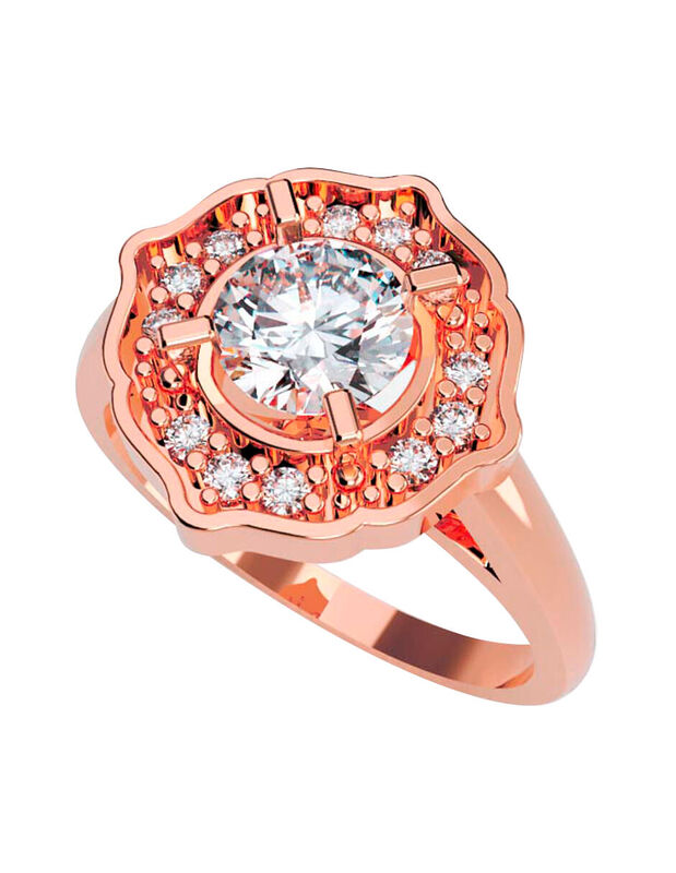 Anillo de Compromiso en Oro de 14K con Circonia... image number null