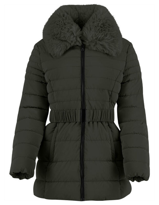 Chamarra Cazadora Cuello Aborregado Mujer Verde... image number null