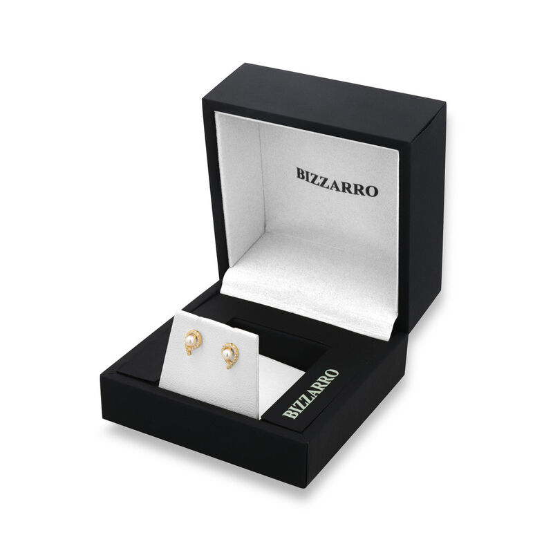 Broqueles Oro 10k Perla Y Zirconias Elegantes |... image number null