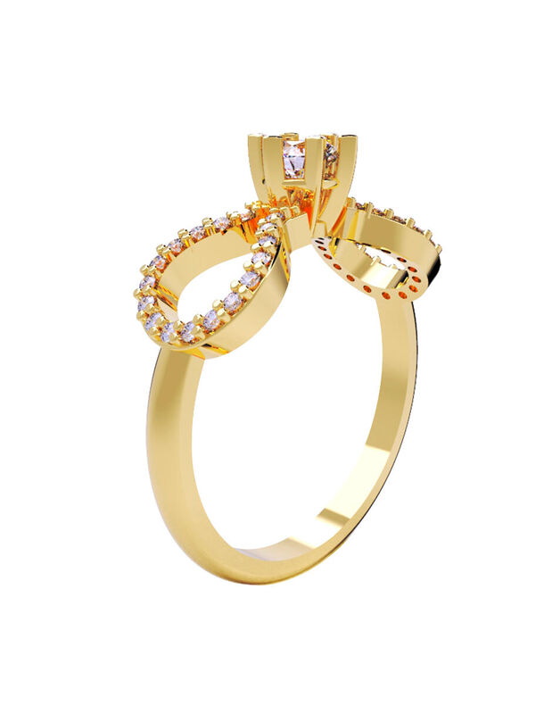 Anillo de Compromiso en Oro de 14K con Circonia... image number null