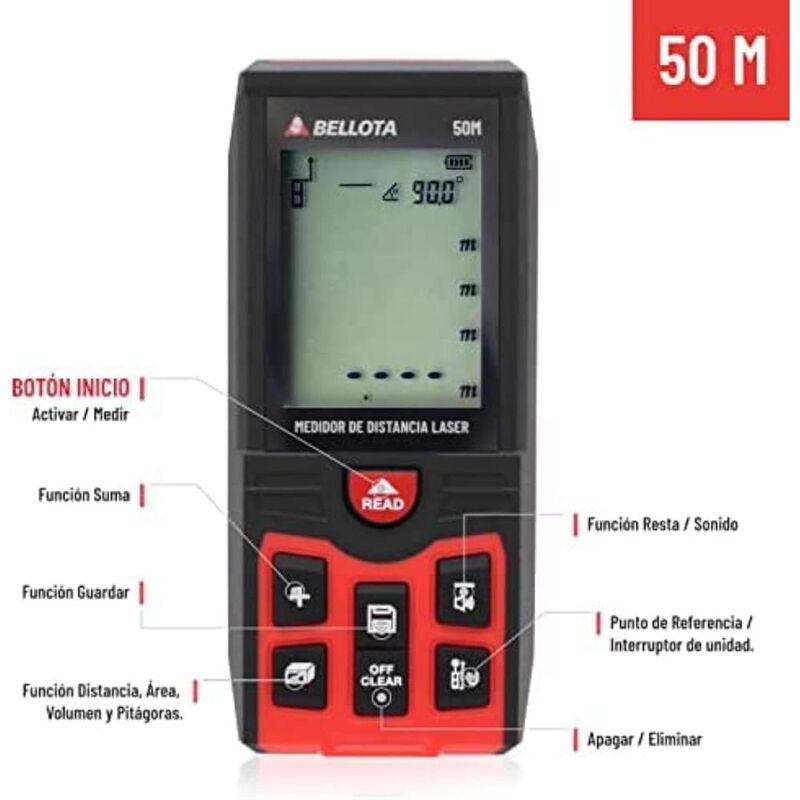 Medidor de Distancia L&aacute;ser Bellota 50m Profesio... image number null