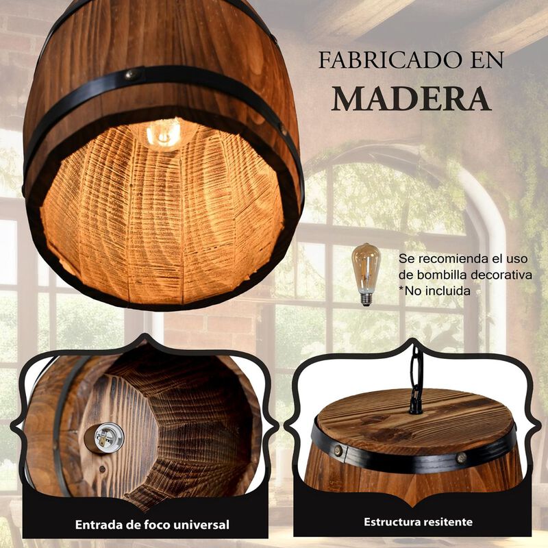 Candil De 1 Luz Rustico Barril image number null