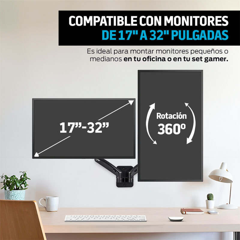 Soporte para 2 Monitores de Pared Brazo M&oacute;vil H... image number null