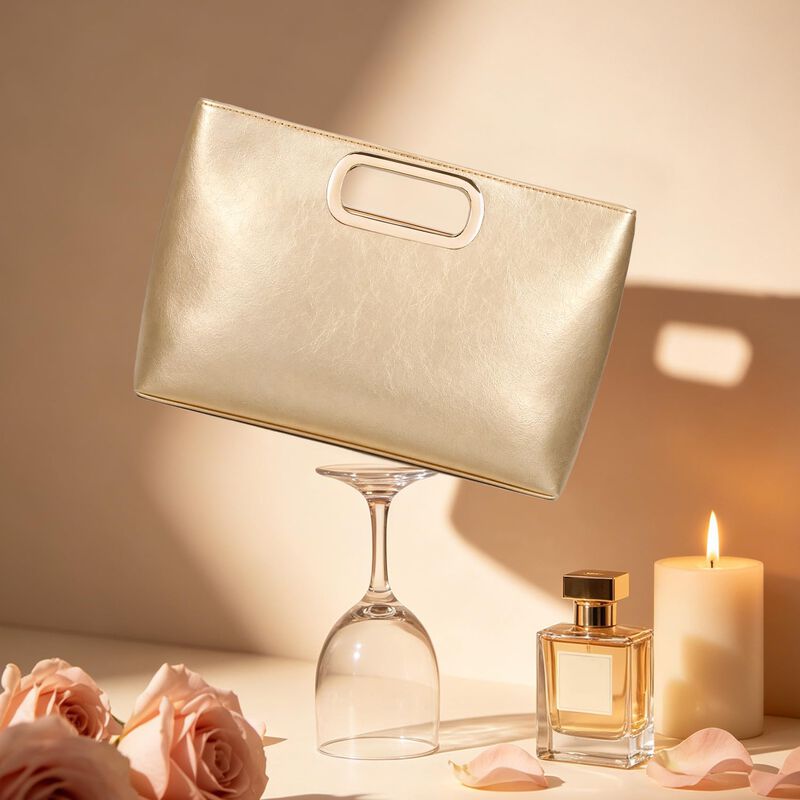 Cartera Clutch Xquizifit Dorada De Cuero Pu Con... image number null