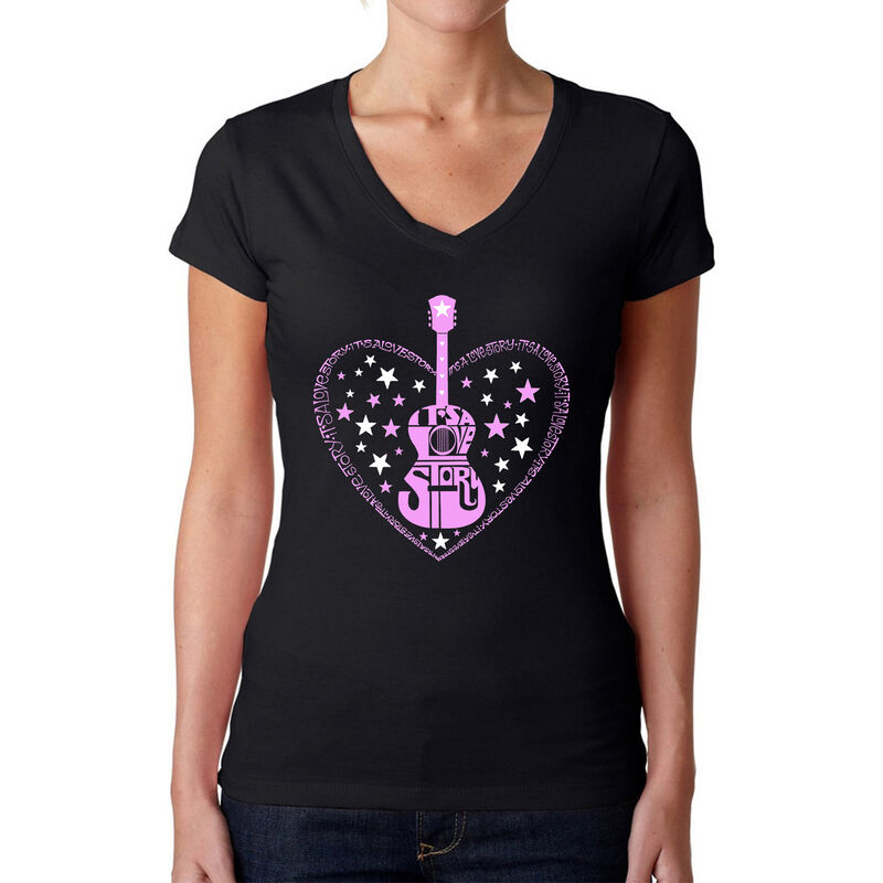 Camiseta De Cuello En V Word Art Para Mujer - E... image number null
