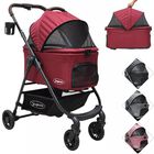 Carriola Para Mascotas Cochecito Para Perros Y Gatos Peque&ntilde;os-medianos Transportadora Extra&iacute;ble Ligera Y Plegable C/freno - Rojo