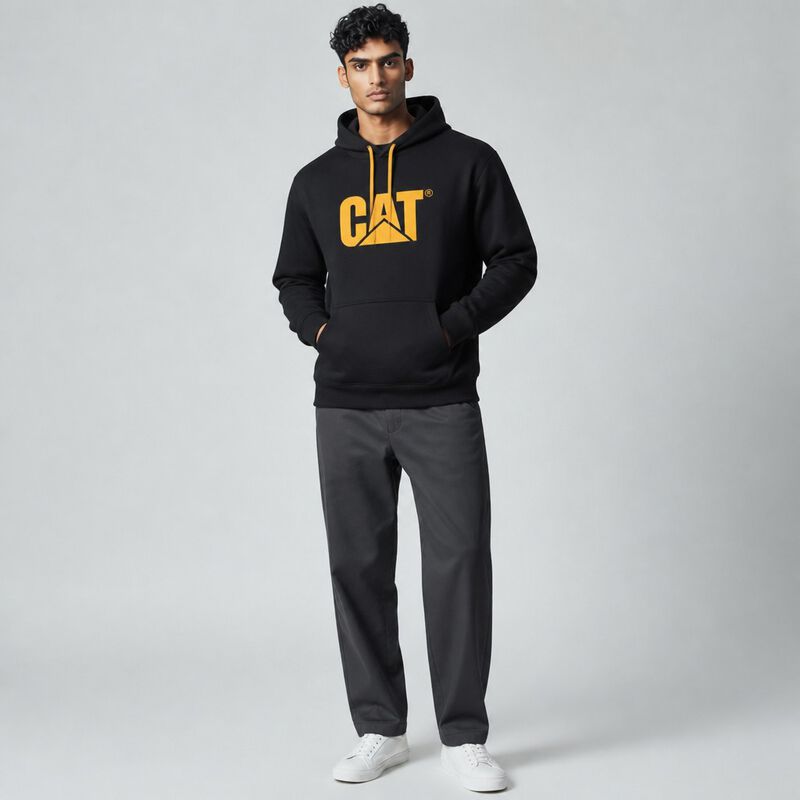 Hoodie Cat Caterpillar Hombre Negro Big Logo Co... image number null