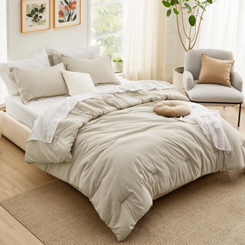 Juego De Edred&oacute;n Bedsure Queen, Color Beige, 7 ... image number null