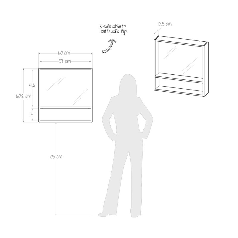 Gabinete Espejo Kyle  Mueble de Ba&ntilde;o con Espejo... image number null