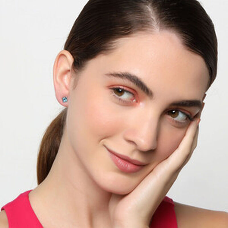 Aretes en Baño de Oro Blanco de 18K de Cuadro c... image number null