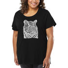 Camiseta De Talla Grande Word Art Para Mujer - Grandes Felinos- Negro