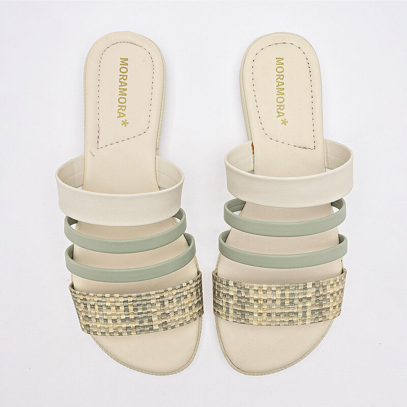 Moramora sandalia piso para mujer latte verde b... image number null