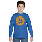 Camiseta De Manga Larga Word Art Para Ni&ntilde;o - Bitcoin - Azul Rey