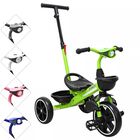 Triciclo Para Ni&ntilde;os Con Bast&oacute;n Torreta Con Luz Y Sonido Pedales Desmontables Posapi&eacute;s Plegables Apto Desde 2 A&ntilde;os O Hasta 25 Kg Verde
