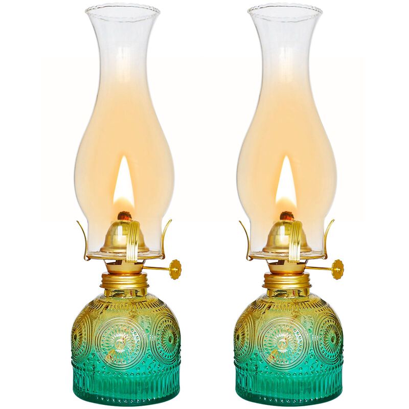 L&aacute;mpara De Aceite Syoenk 27 cm Verde Dorado - J... image number null