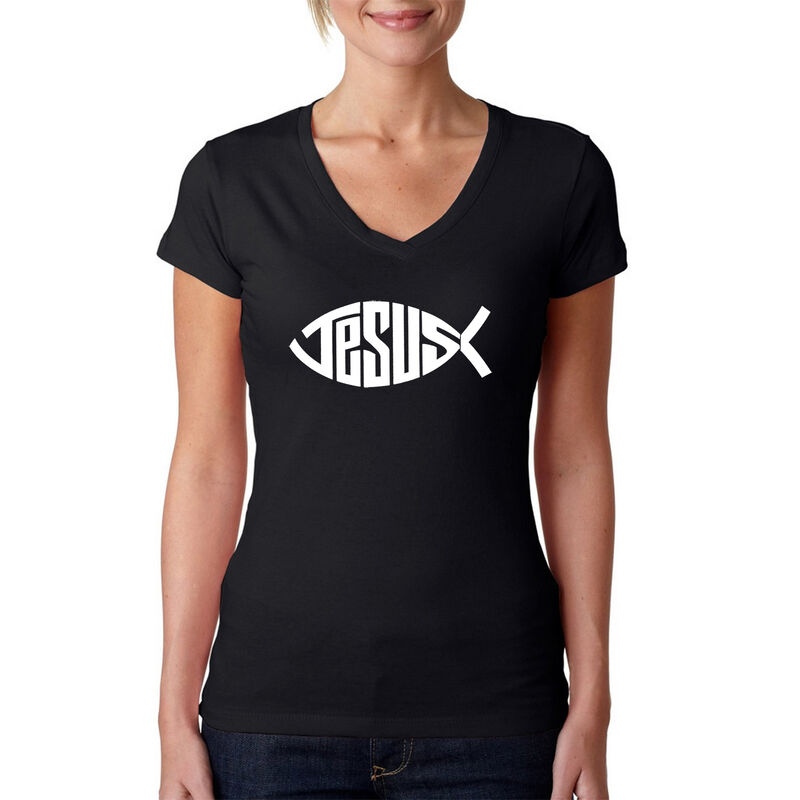 Camiseta De Cuello En V Word Art Para Mujer - S... image number null