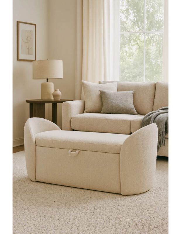 Ba&uacute;l Div&aacute;n de Almacenamiento Daly Beige, Pie de... image number null