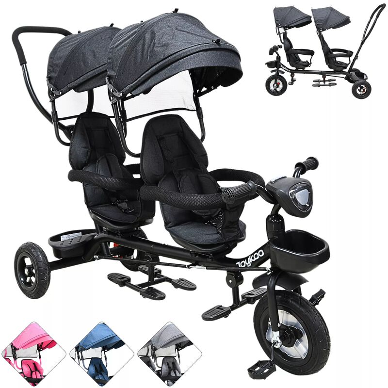Triciclo Doble Ni&ntilde;os Asiento Giratorio Gemelar ... image number null