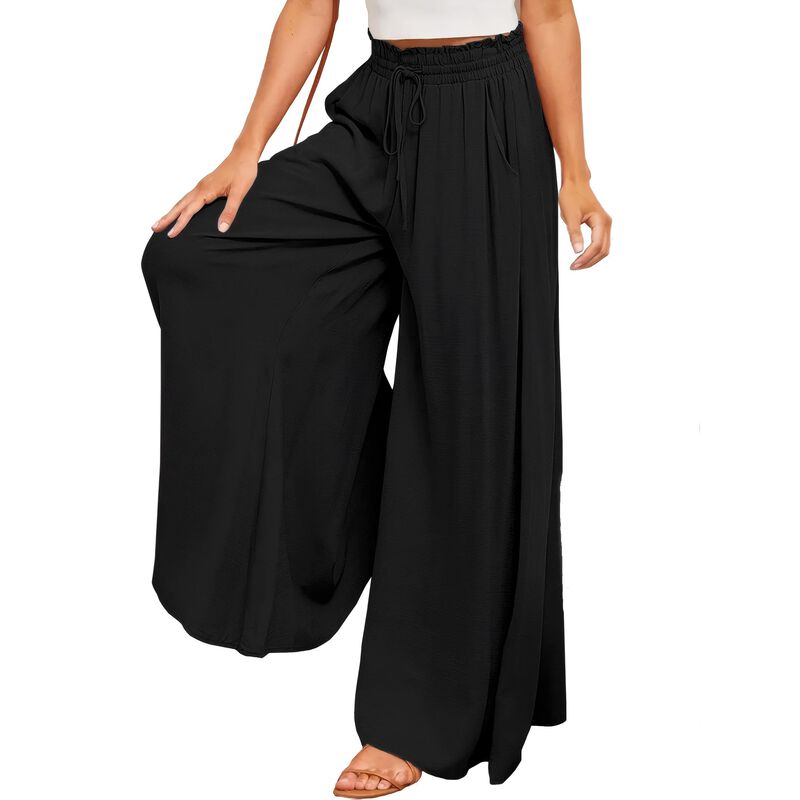 Pantalones Ulovmi Palazzo De Pierna Ancha Negro... image number null
