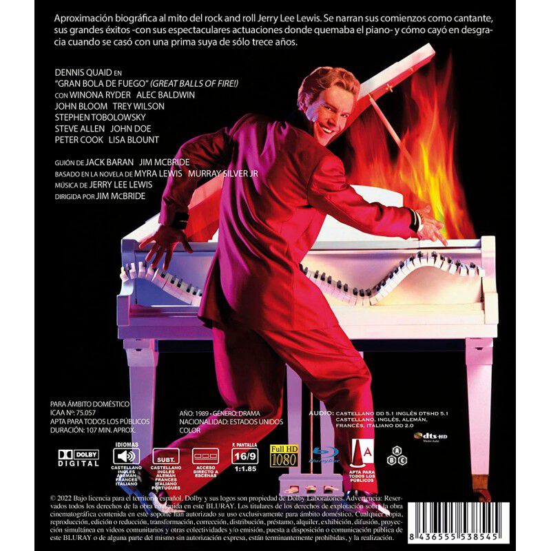 Gran Bola De Fuego Blu-ray 1989 Great Balls Of ... image number null
