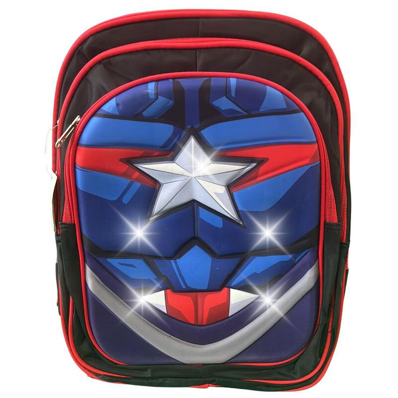 Mochila Escolar Capit&aacute;n Am&eacute;rica Marvel Luces LE... image number null