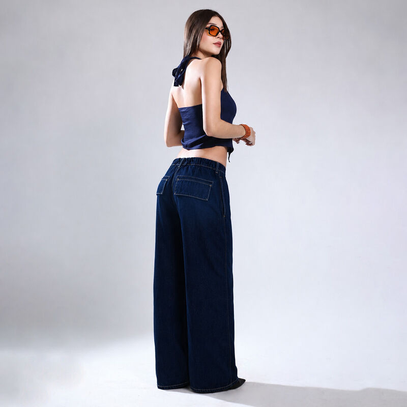 Pantal&oacute;n Wide Leg Mujer Savi Jeans Azul Tiro Me... image number null