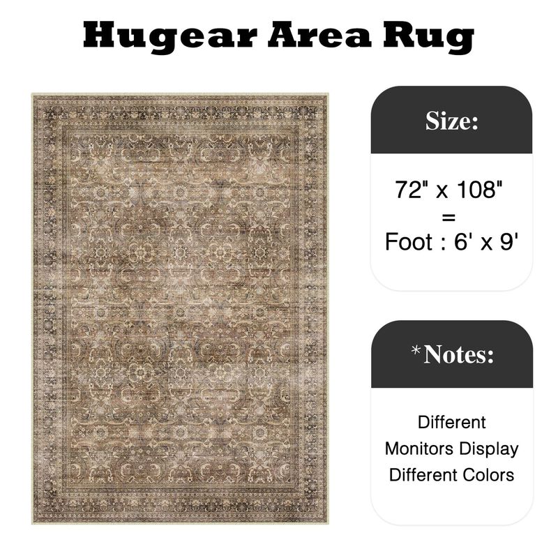 Alfombra Hugear 183x274 Cm Marr&oacute;n Vintage Lavab... image number null
