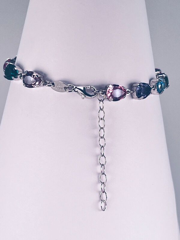 Pulsera De Plata Con Piedras De Colores image number null