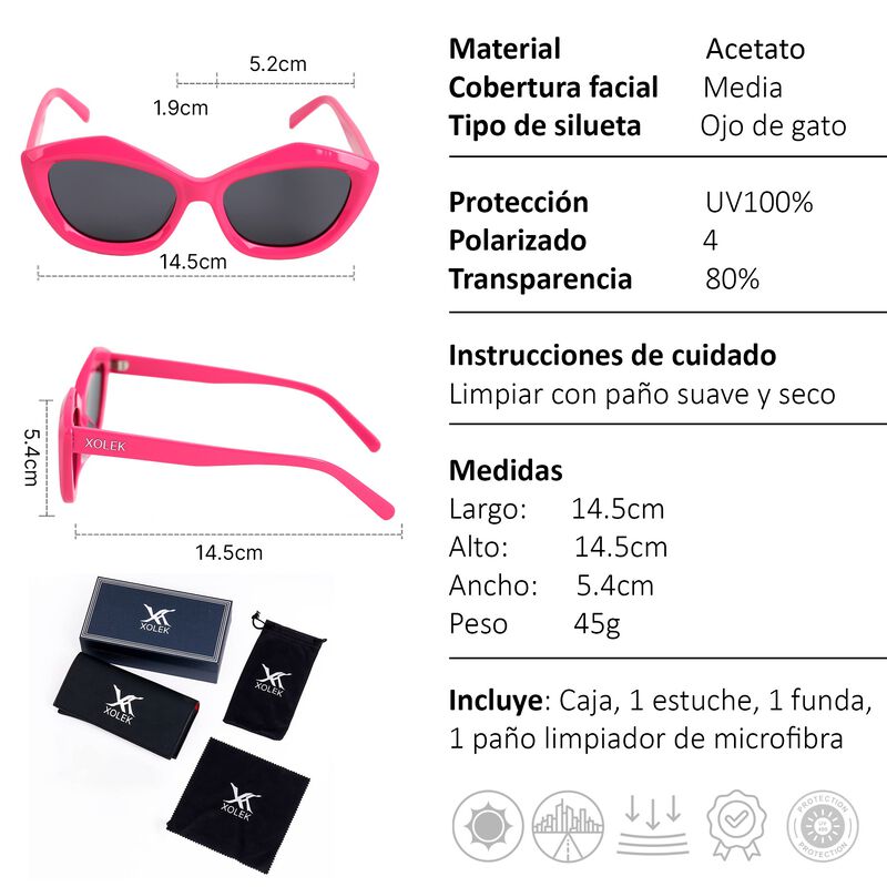 Lentes De Sol Xolek 110 Moda Acetato Retro Uv P... image number null