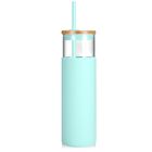 Vaso De Vidrio Tronco 800 ml Con Tapa Y Pajita