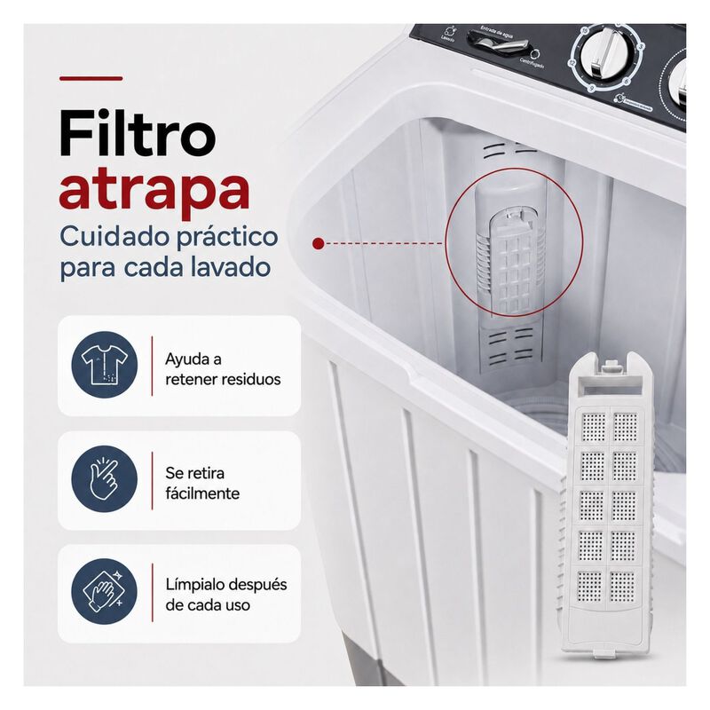 Lavadora Semiautom&aacute;tica 19 Kg 2 Tinas 900 W Dos... image number null