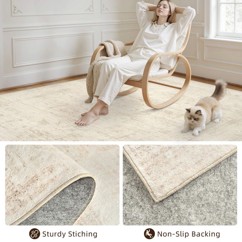 Alfombra Luxturiy 183 cm &times; 183 cm Lavable Beige image number null
