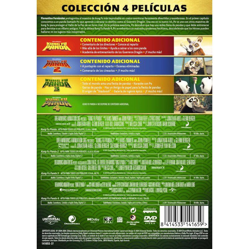 Paquete de Kung Fu Panda 1-4 [DVD] (2008, 2011,... image number null