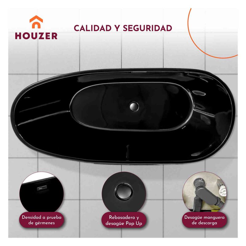 Tina Baño Bañera Negra Fibra Vidrio Lujo Minima... image number null