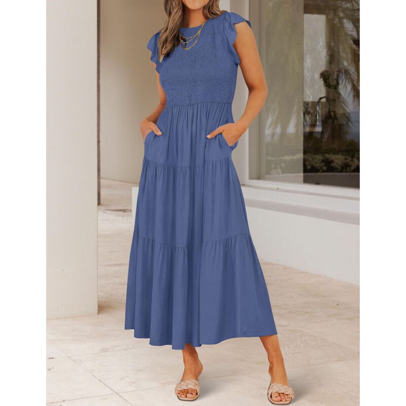 Vestido Midi Zesica Azul Polvo Talla Media Con ... image number null